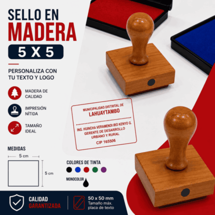 Sellos de madera 5x5 cm